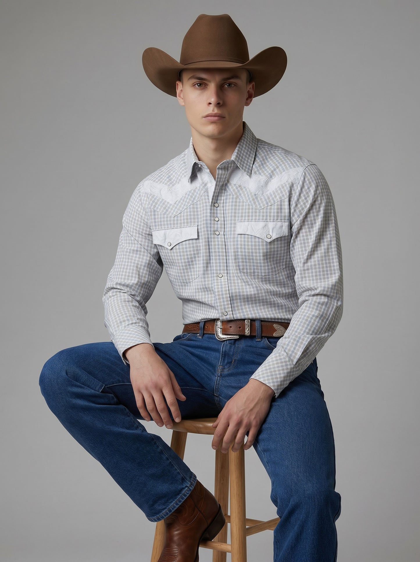 Camisa Rodeo Pastel Plata