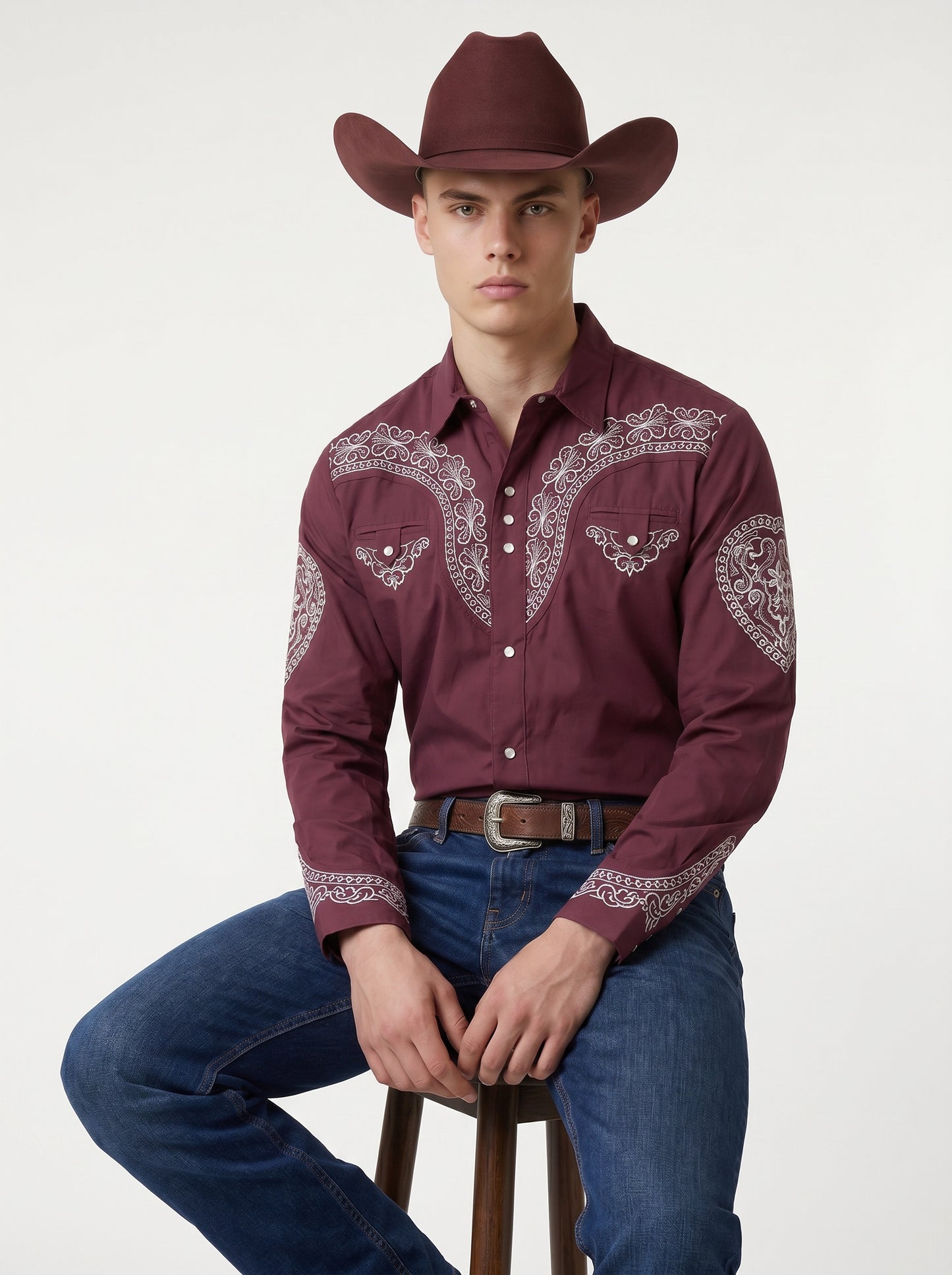 Camisa Aranda Vino Plata