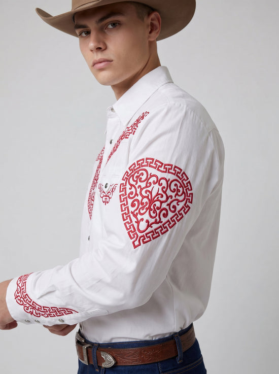 Camisa Vaquera Aranda Blanco Rojo - Estilo y Comodidad para Tu Día a Día