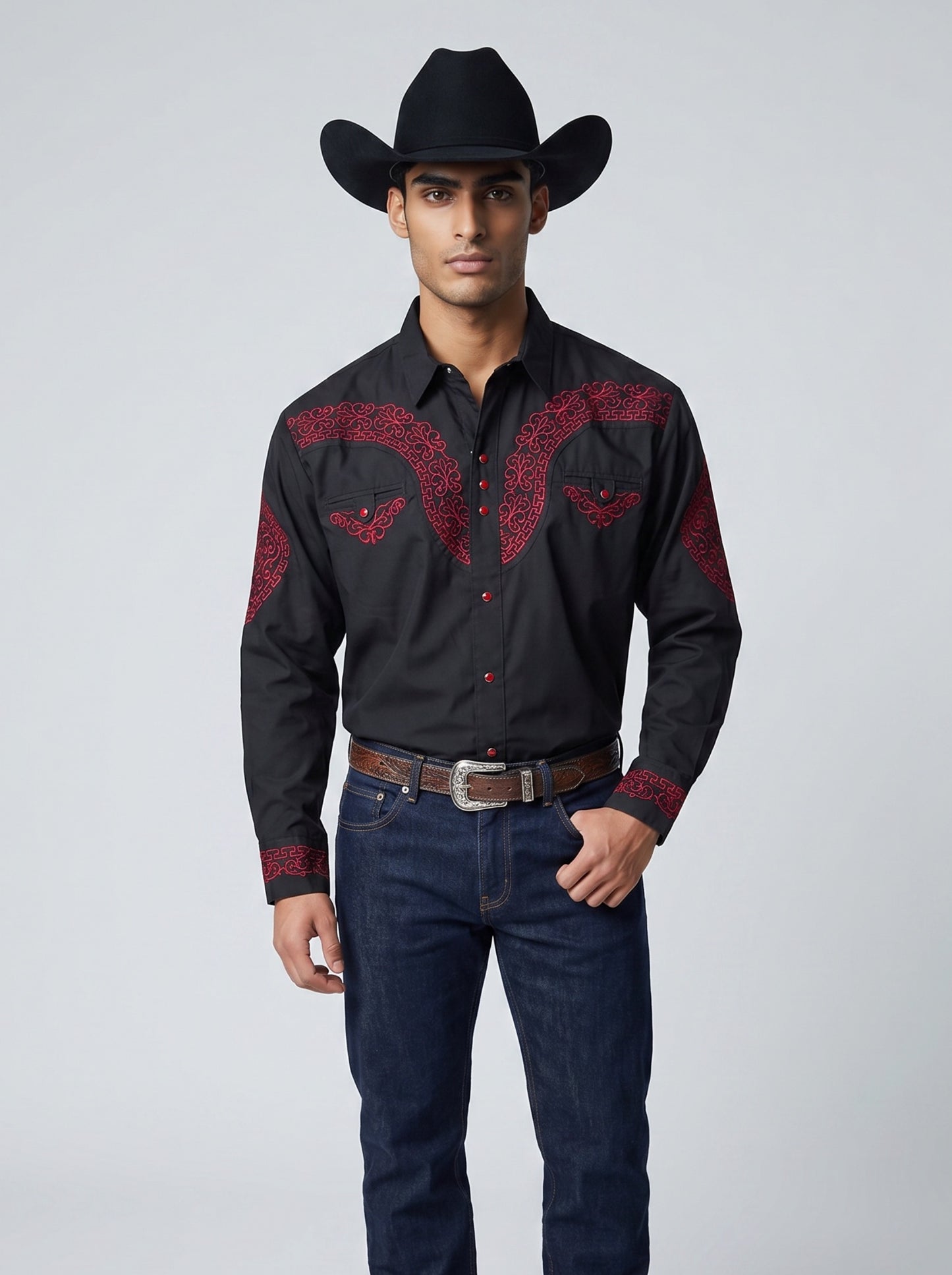 Camisa Aranda Negro Rojo
