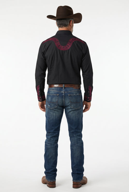 Camisa Aranda Negro Rojo