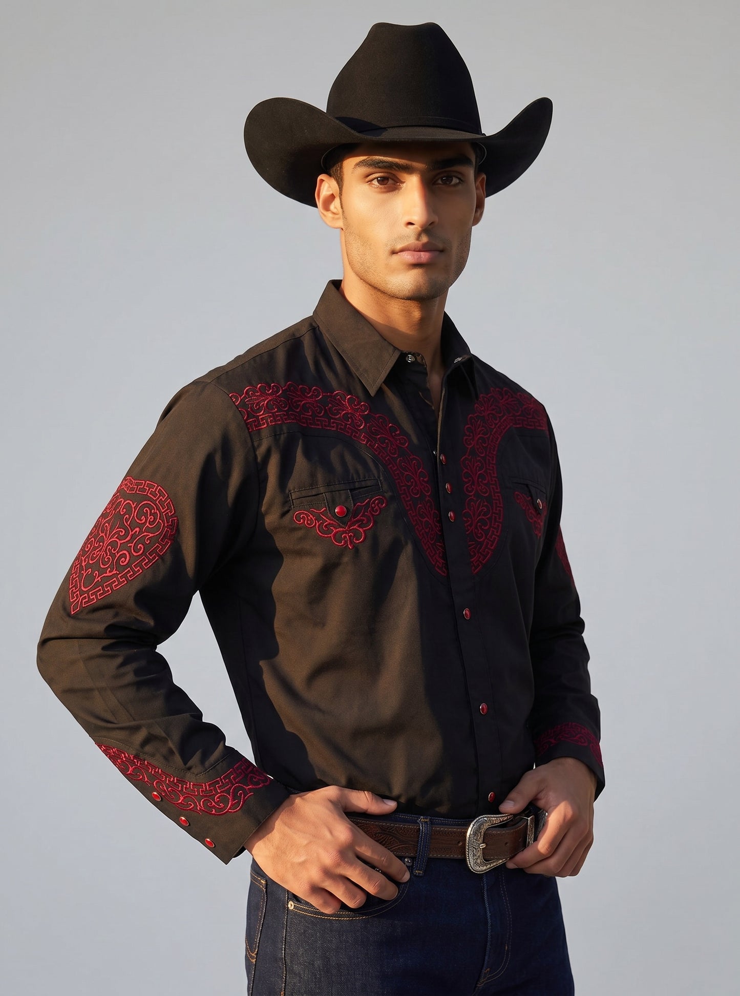 Camisa Aranda Negro Rojo