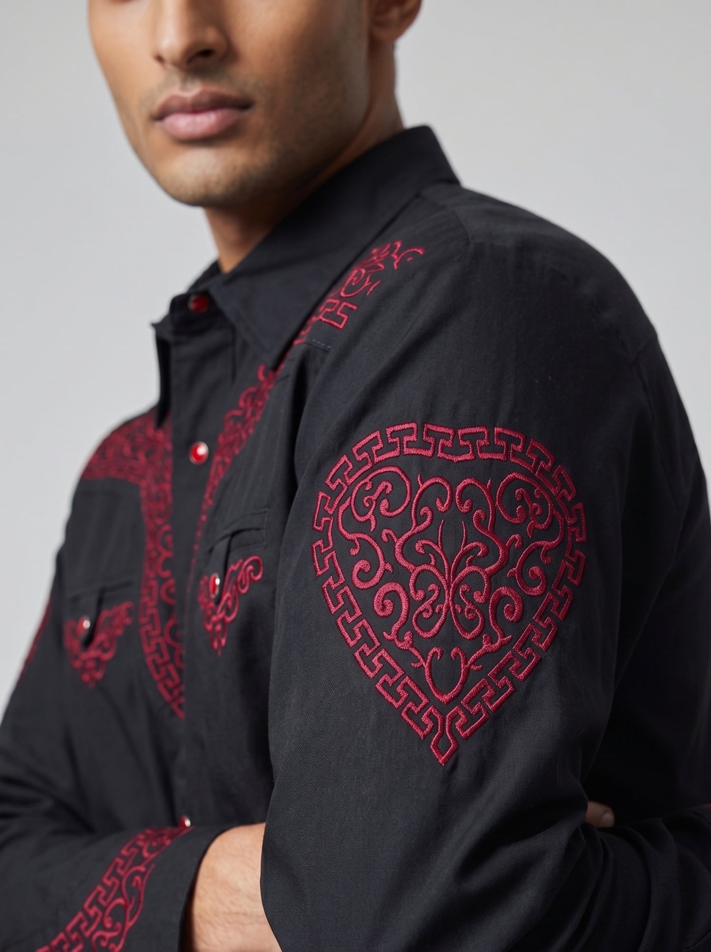 Camisa Aranda Negro Rojo