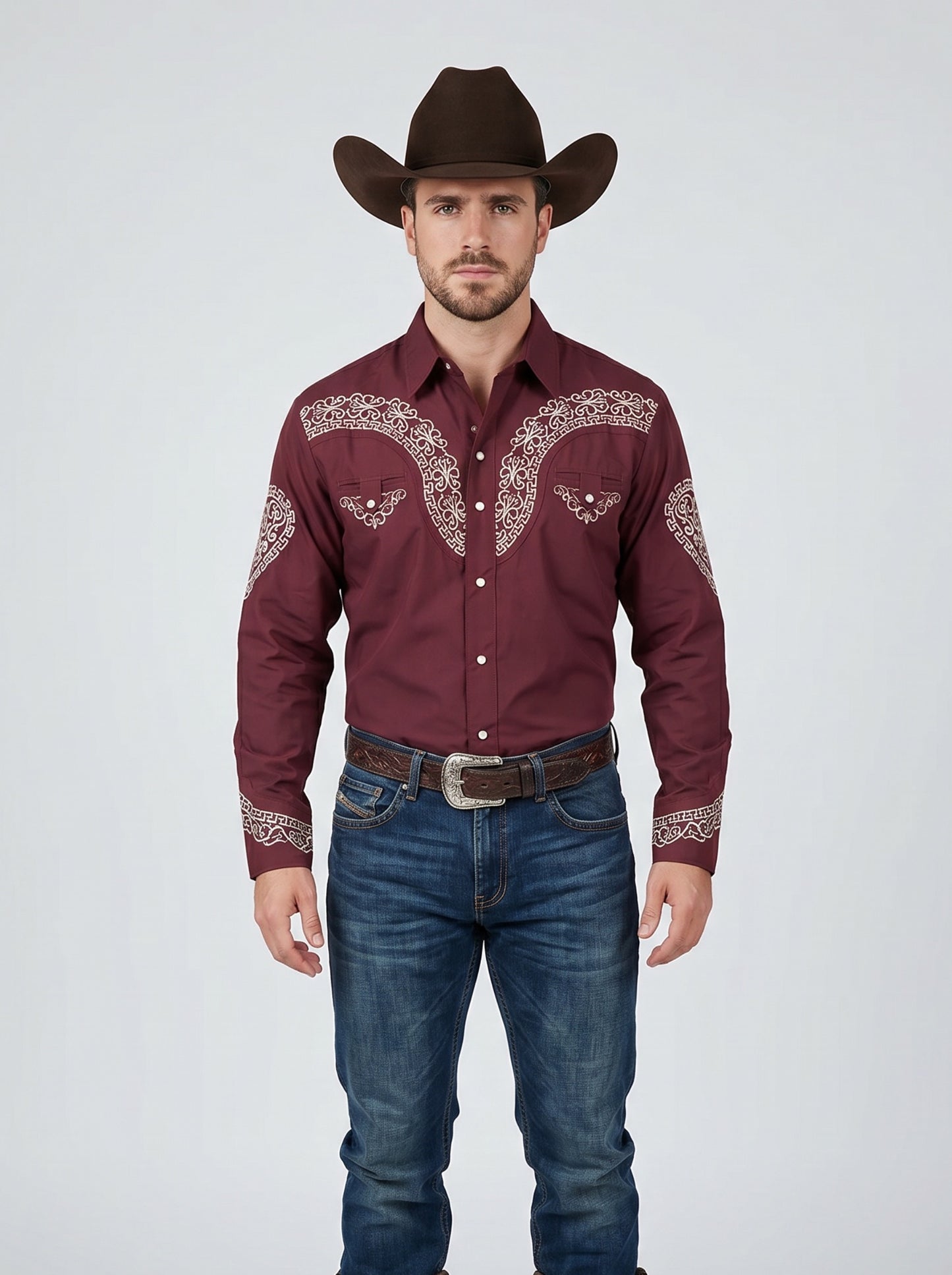 Camisa Aranda Vino Plata