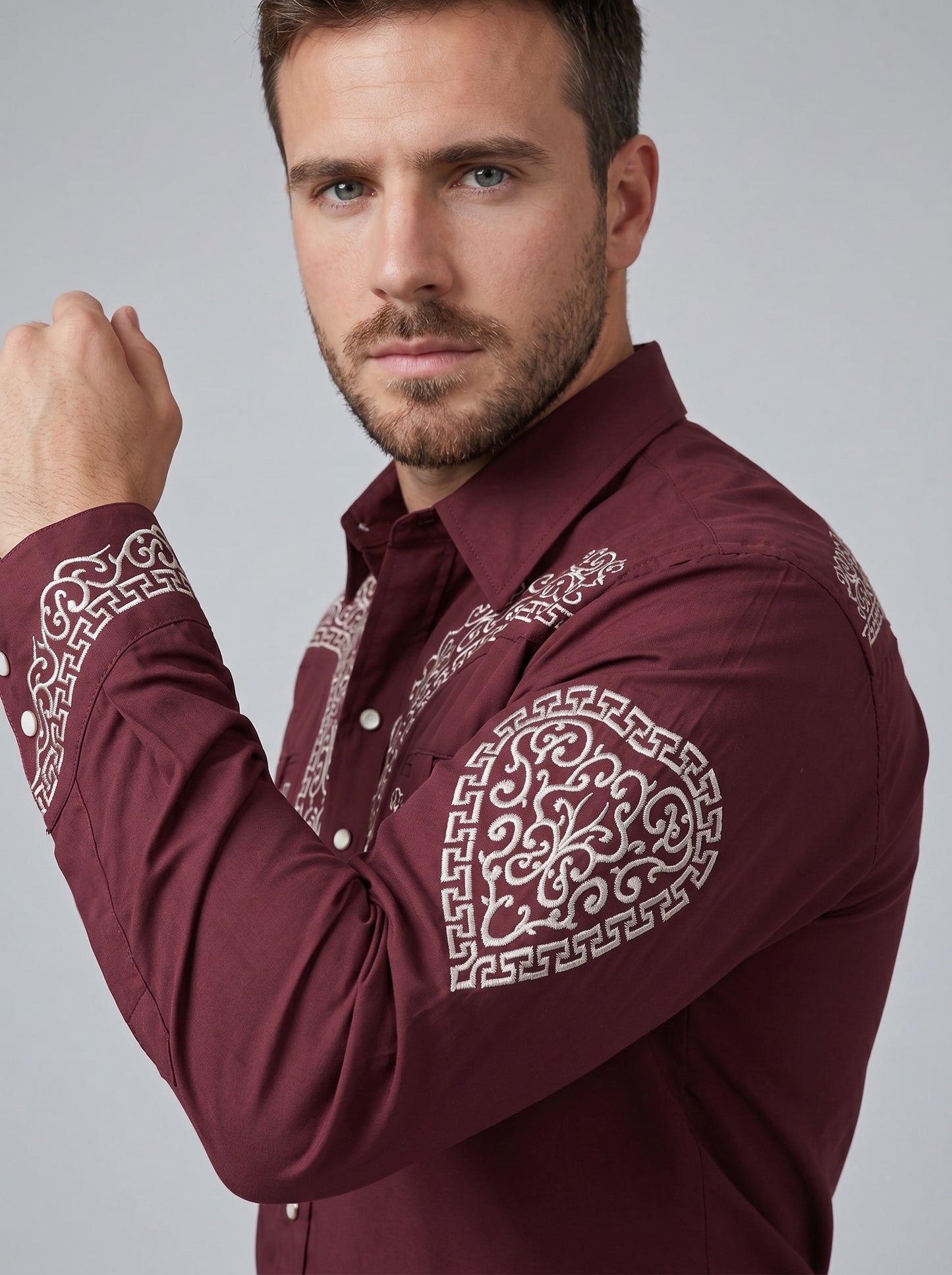Camisa Aranda Vino Plata