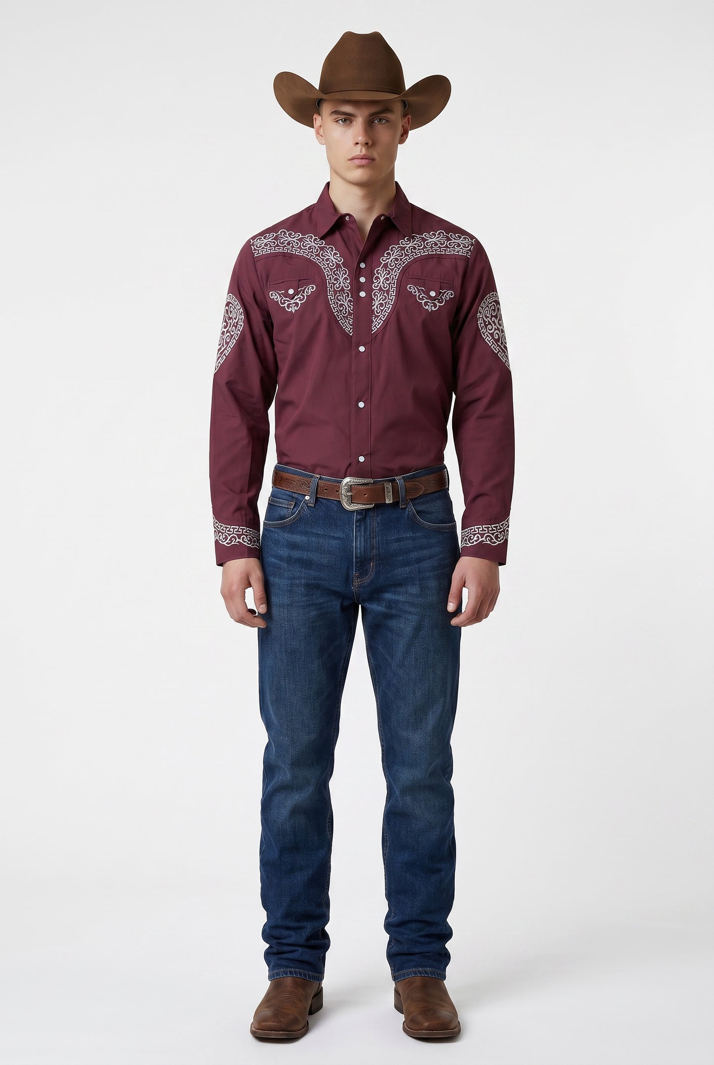Camisa Aranda Vino Plata