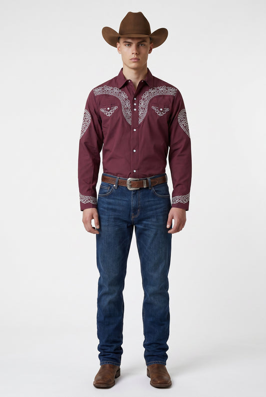 Camisa Aranda Vino Plata