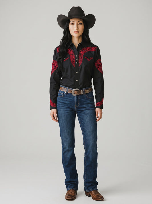 Blusa Aranda Negro Rojo