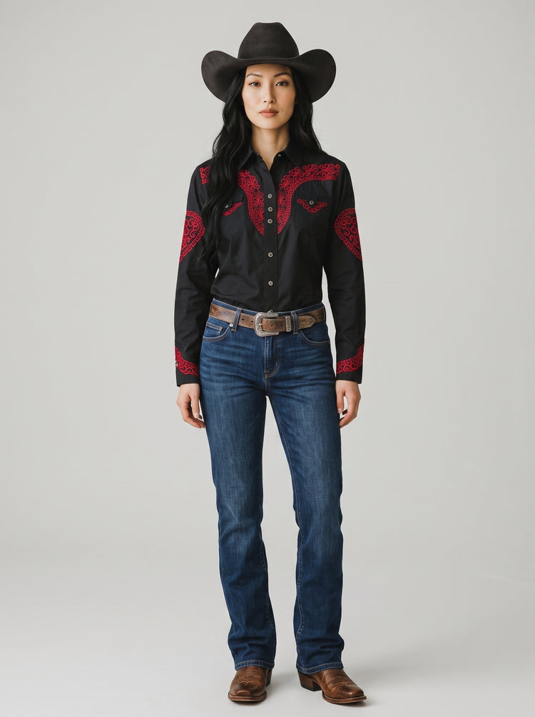 Blusa Aranda Negro Rojo