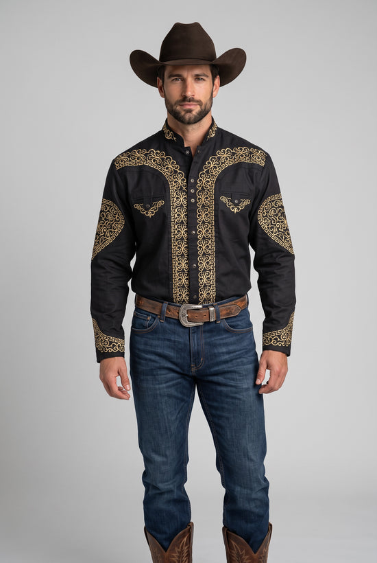 Camisa Corazón Negro Oro