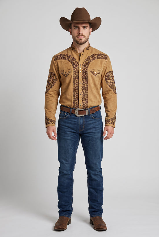 Camisa Vaquera Elegante Camel Choco - Detalles que Enamoran
