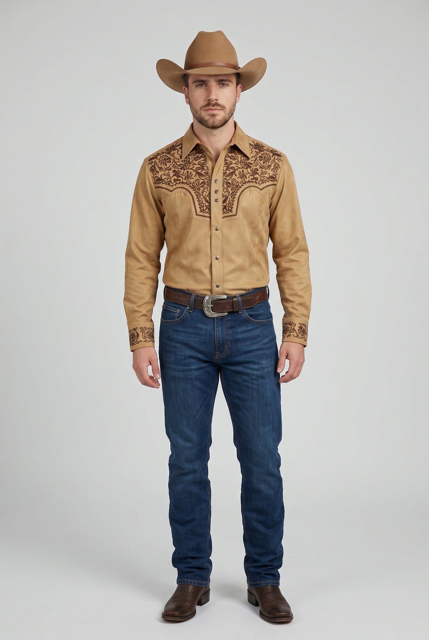 Camisa Flores Camel Choco