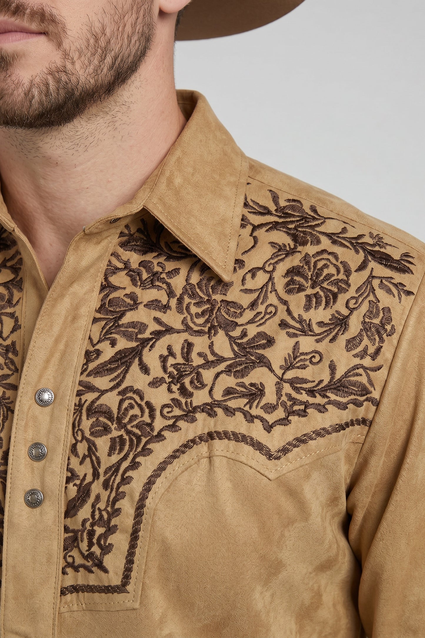 Camisa Flores Camel Choco
