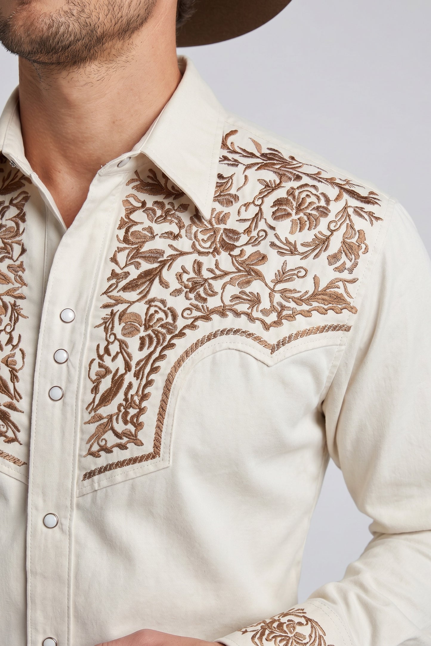 Camisa Flores Hueso Cobre