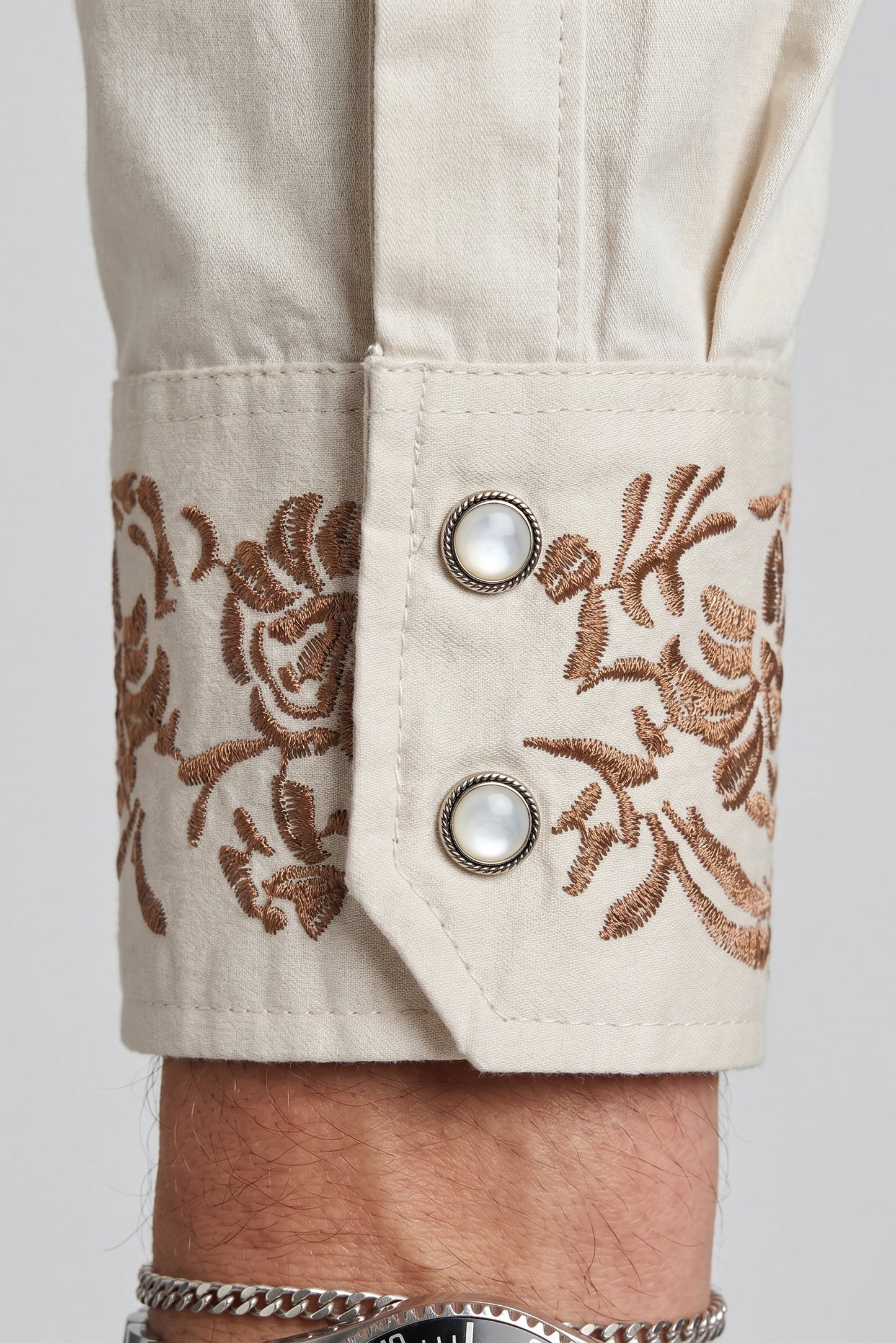 Camisa Flores Hueso Cobre