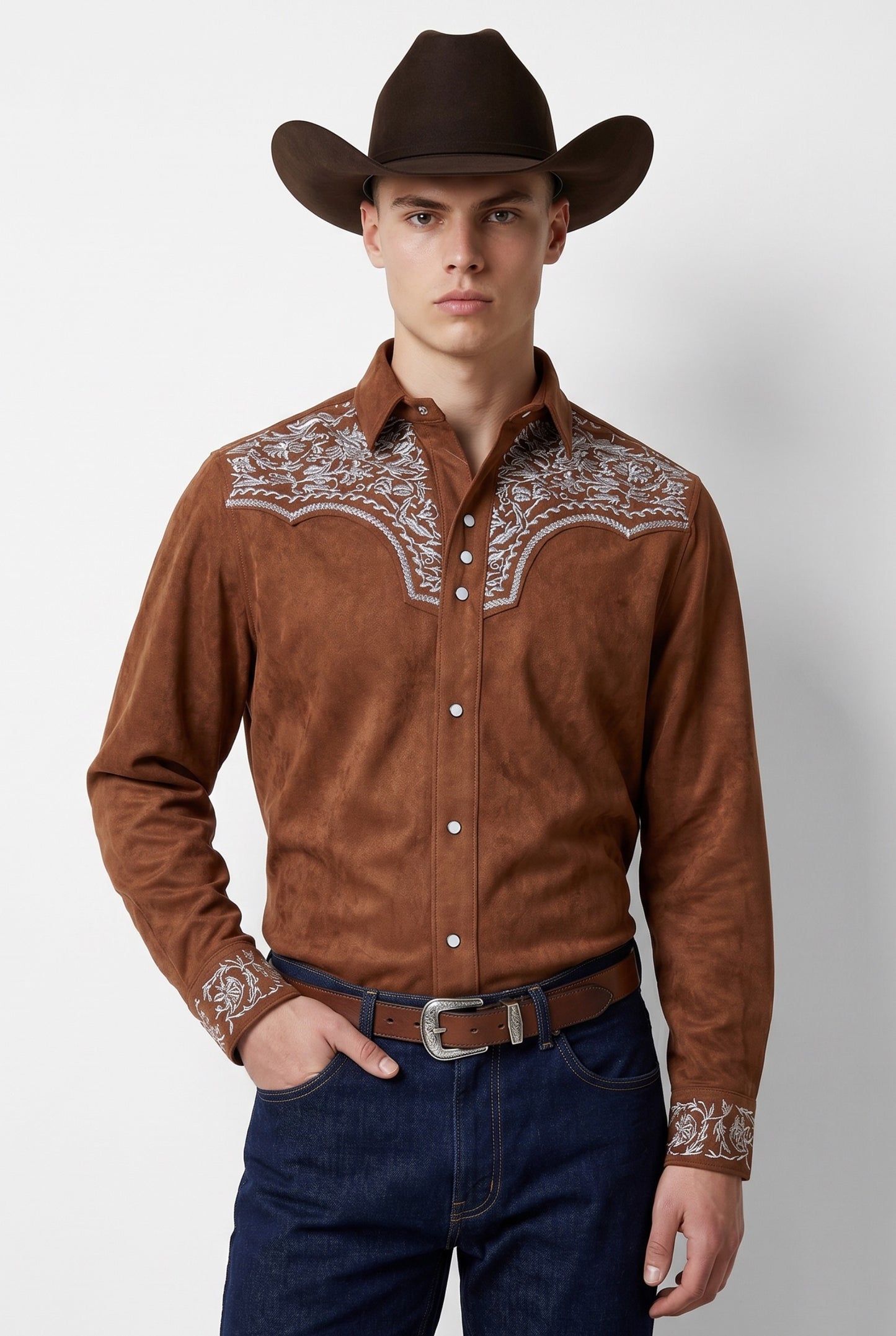 Camisa Flores Ladrillo Hueso