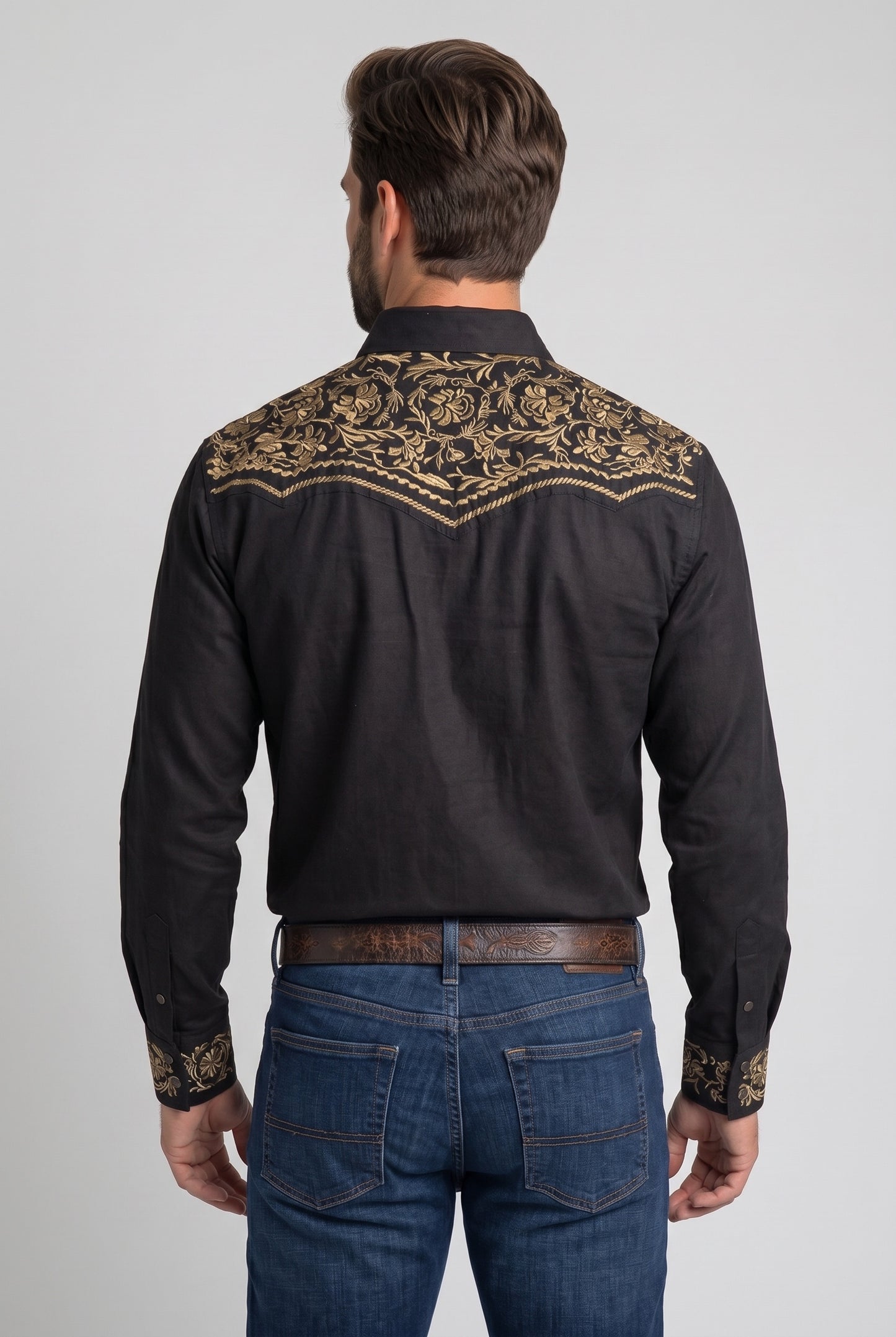 Camisa Flores Negro Oro