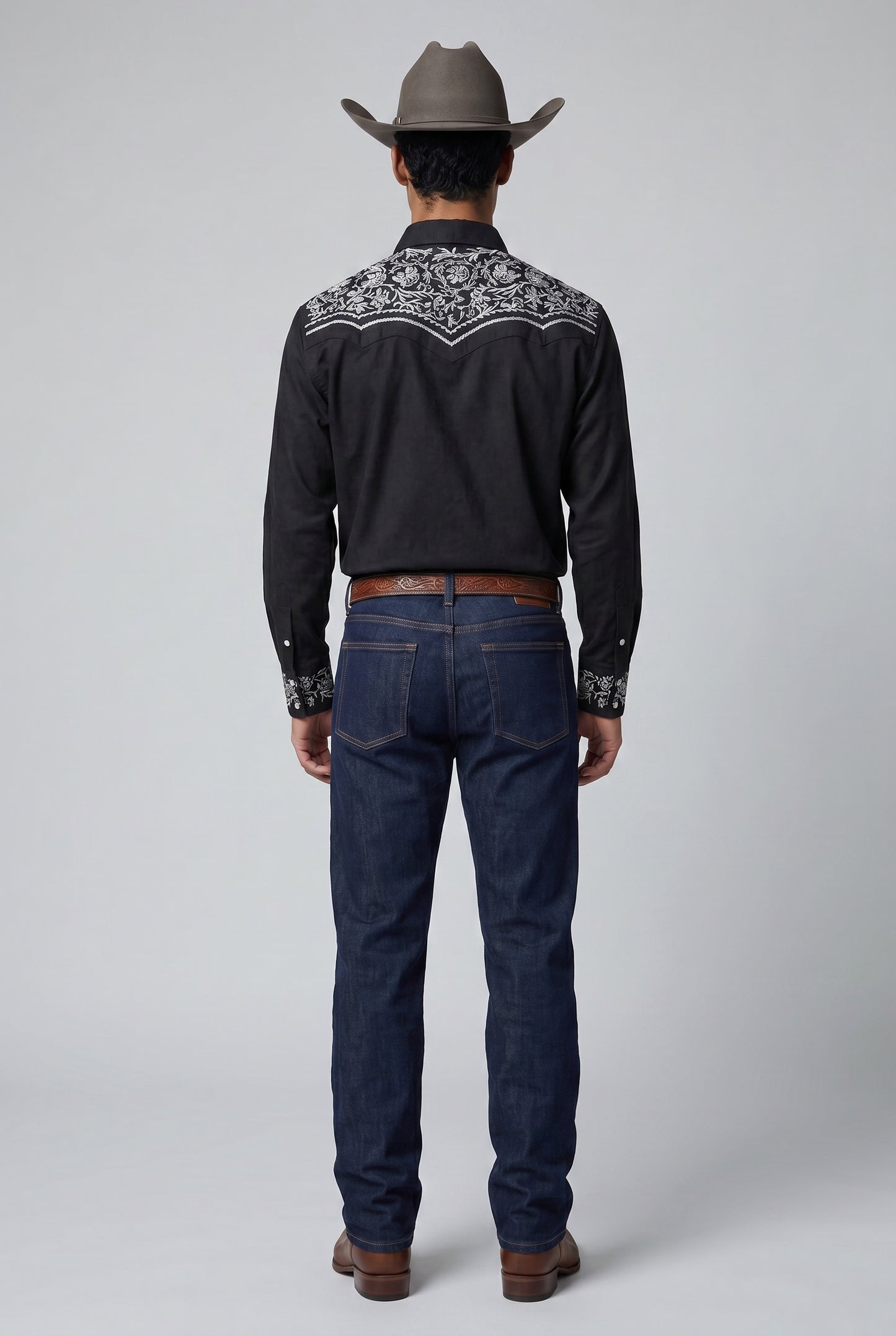 Camisa Flores Negro Plata