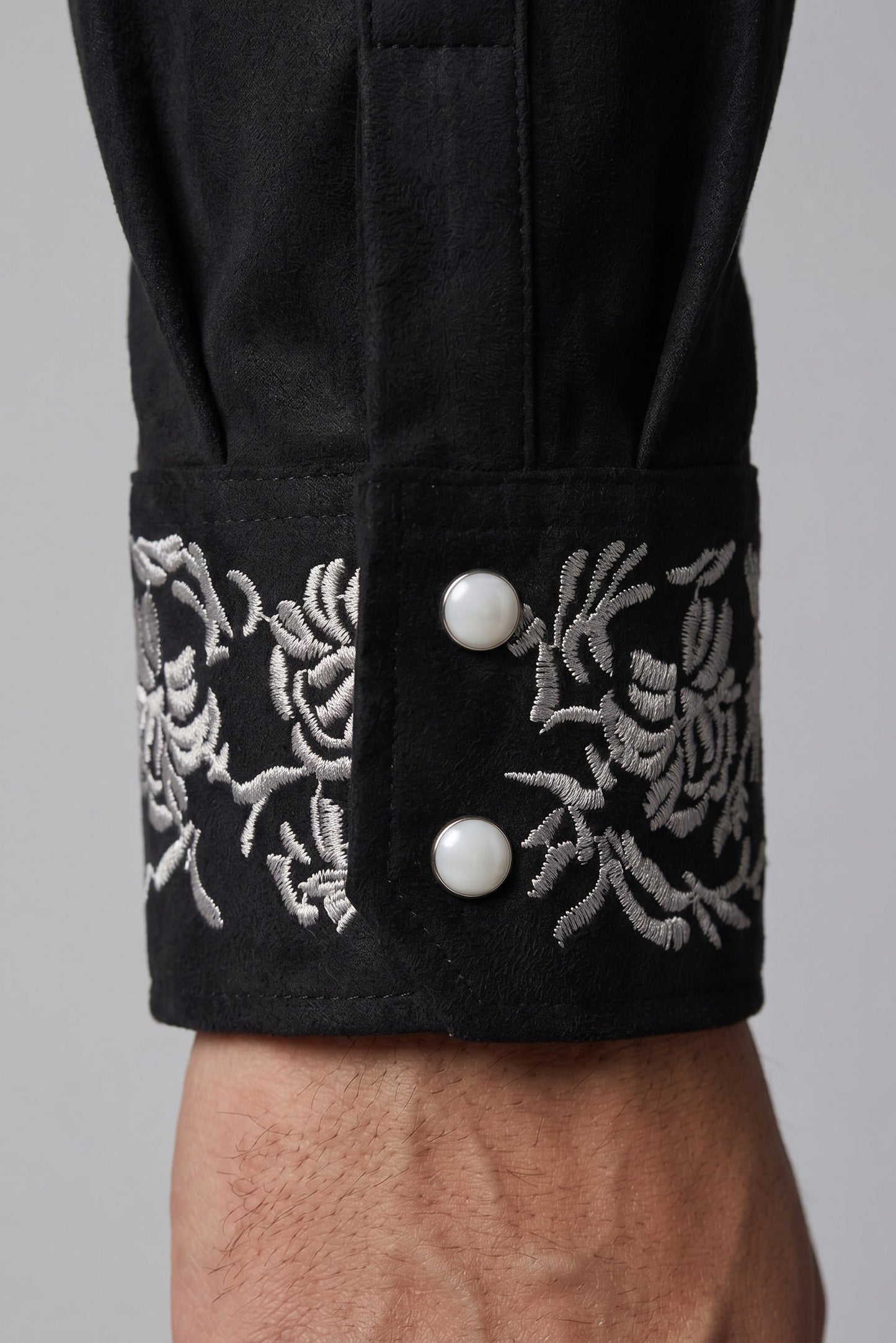 Camisa Flores Negro Plata
