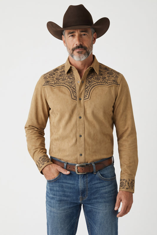 Camisa Flores Camel Choco