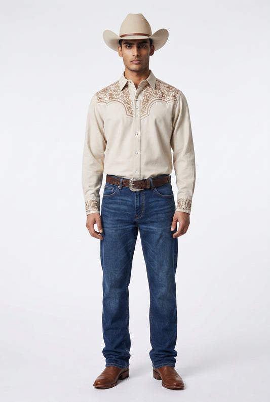 Camisa Flores Hueso Cobre