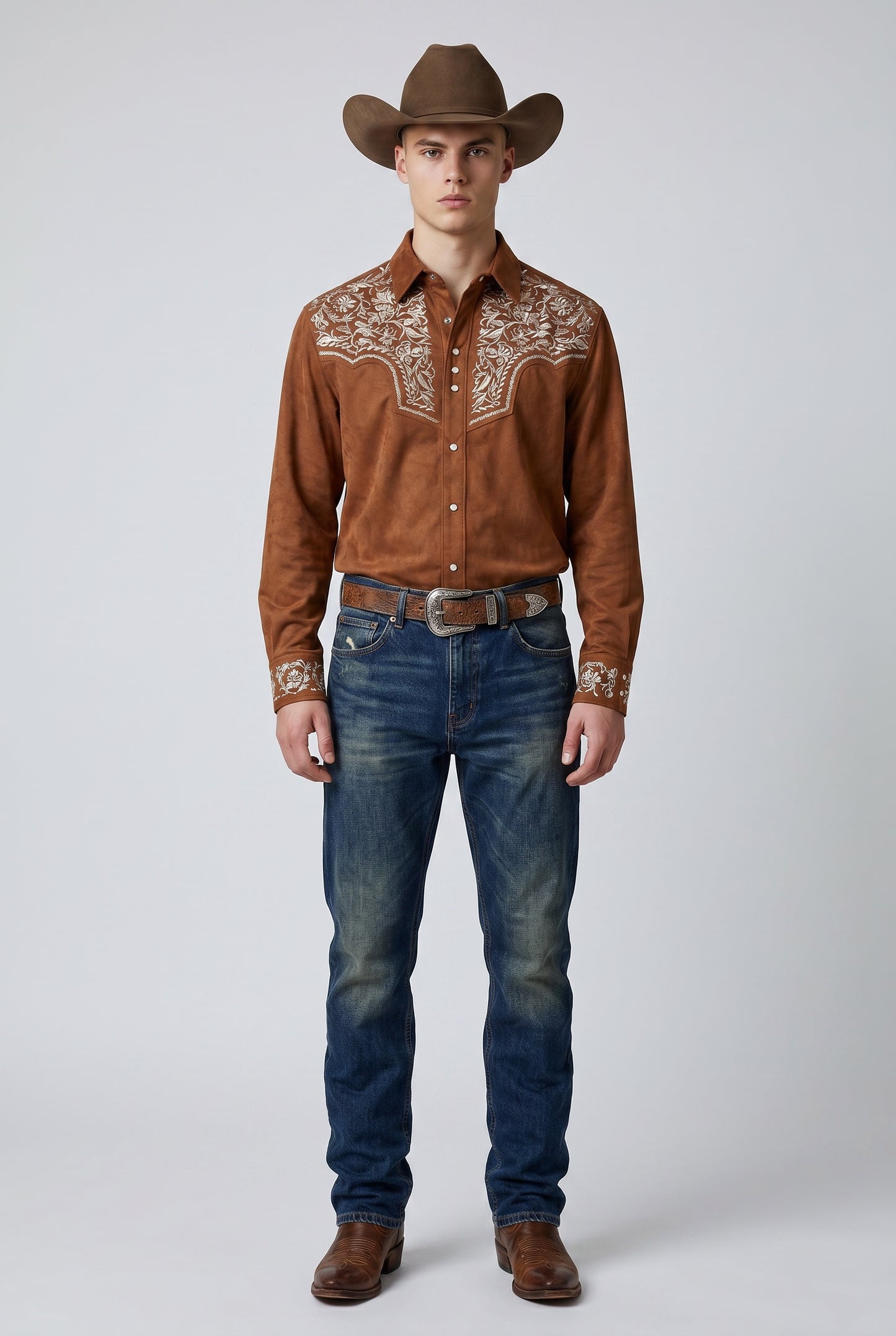 Camisa Flores Ladrillo Hueso
