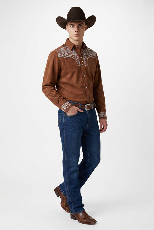 Camisa Flores Ladrillo Hueso