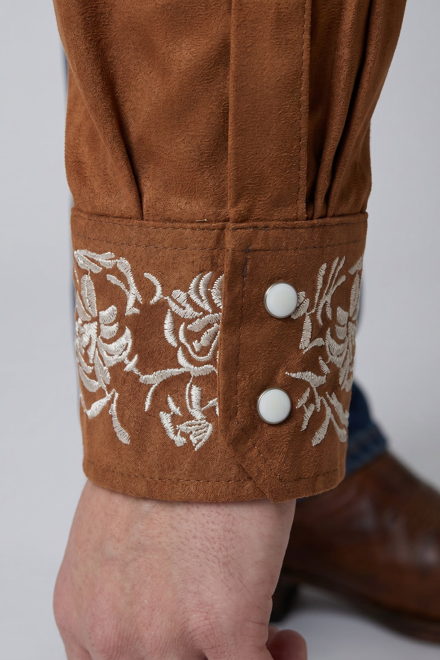 Camisa Flores Ladrillo Hueso