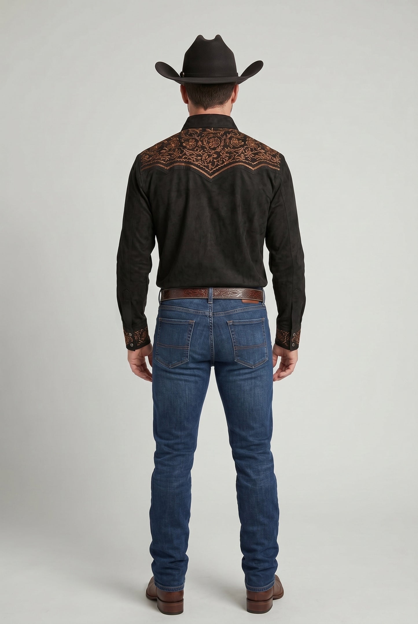 Camisa Flores Negro Cobre