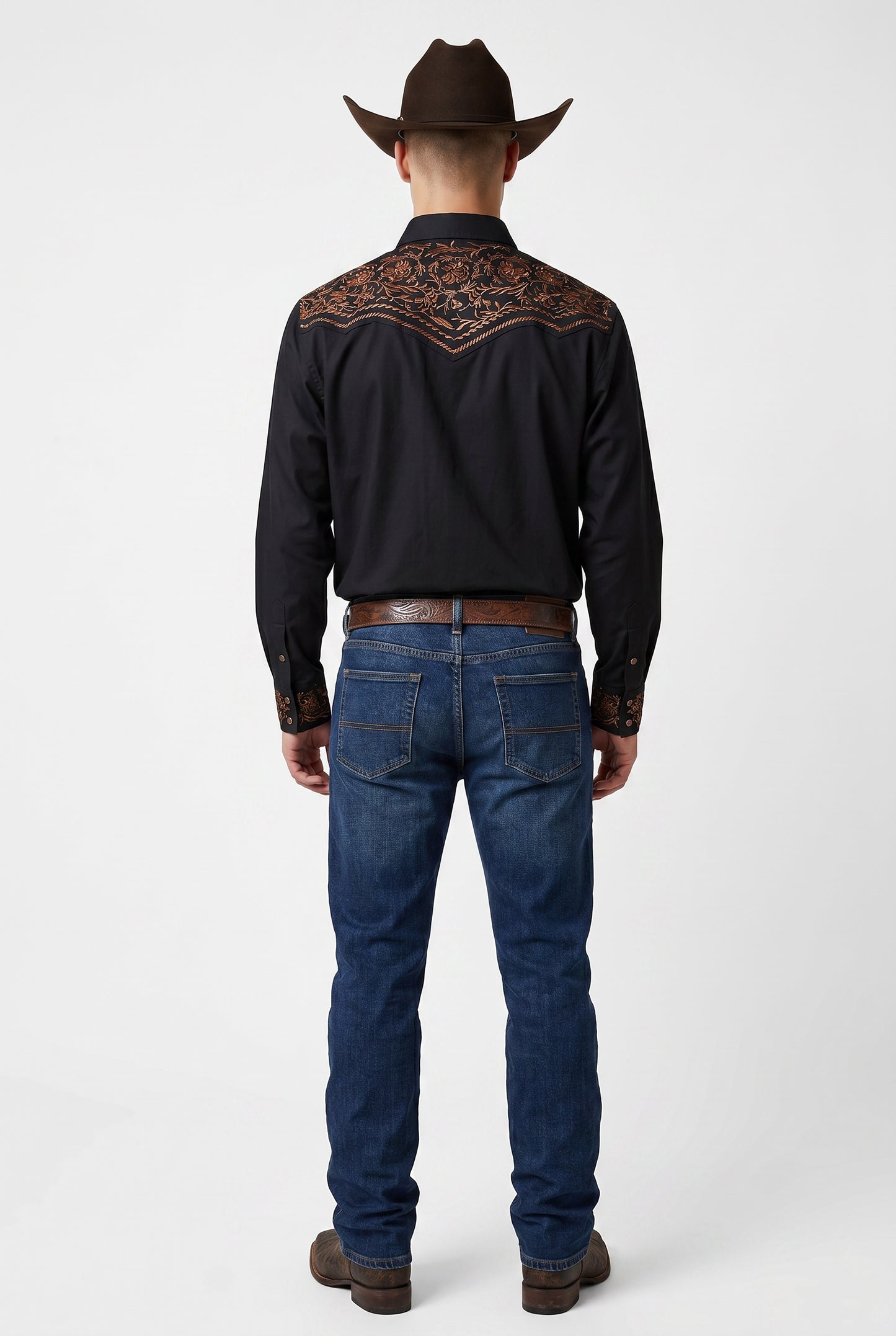 Camisa Flores Negro Cobre