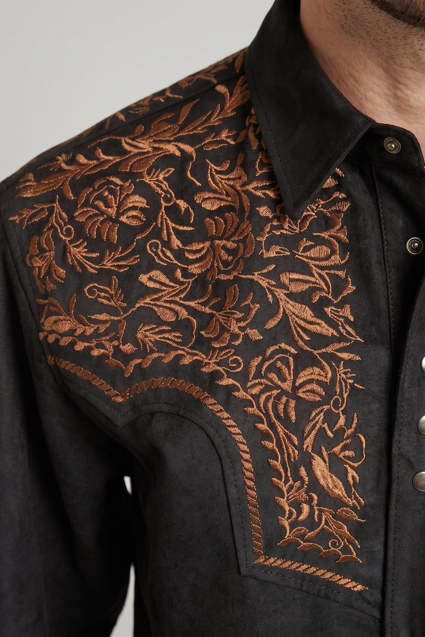 Camisa Flores Negro Cobre