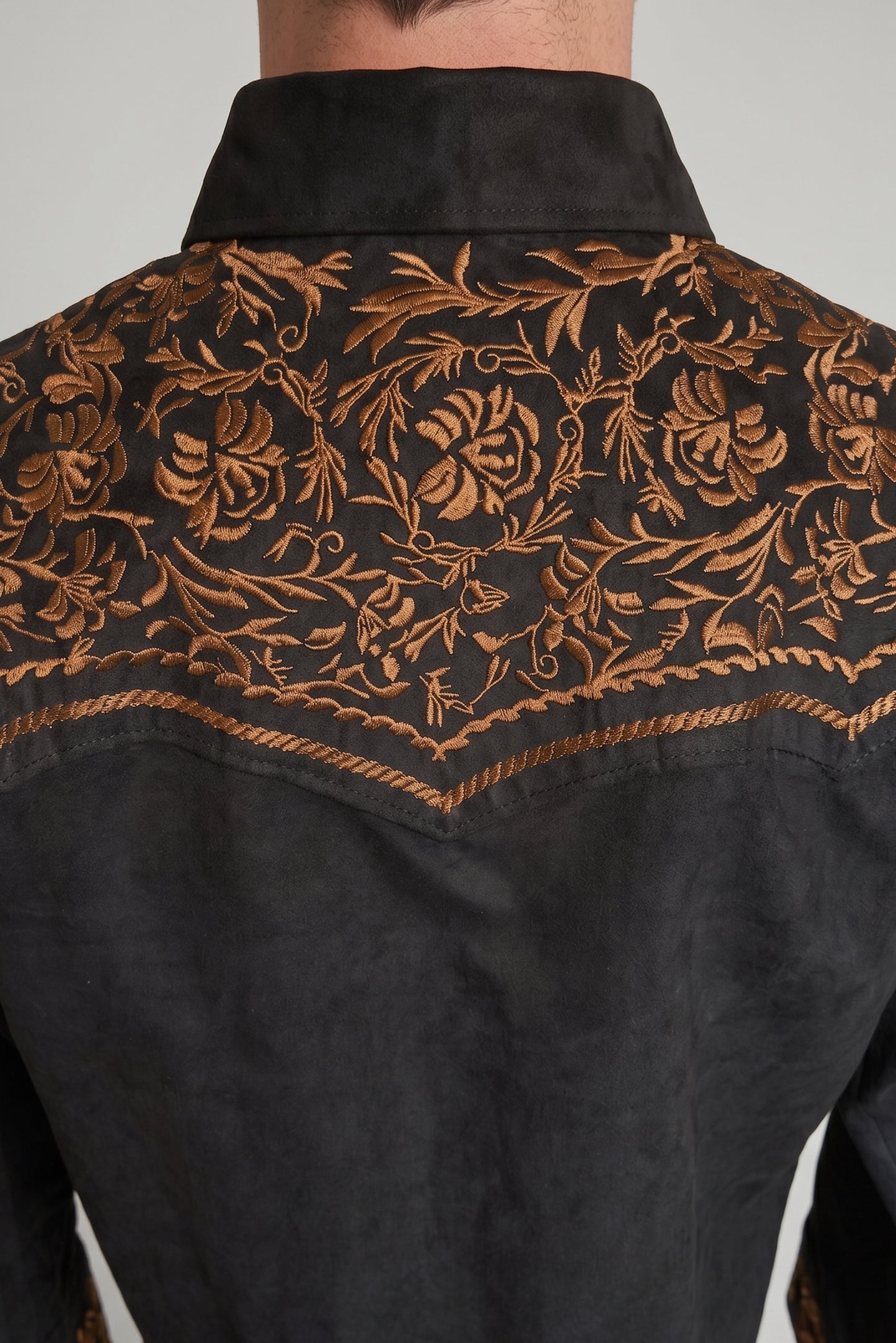 Camisa Flores Negro Cobre