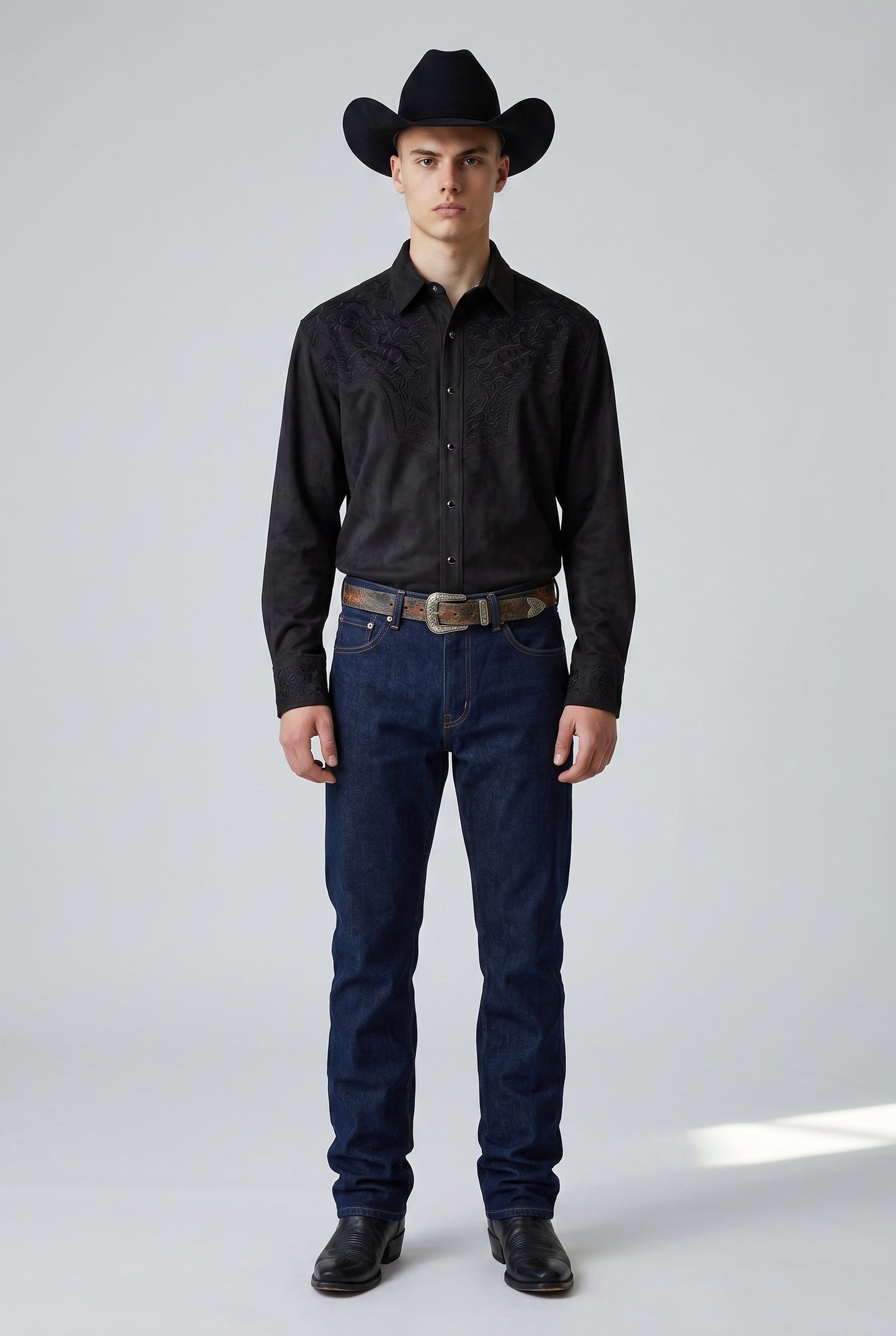 Camisa Flores Negro Negro