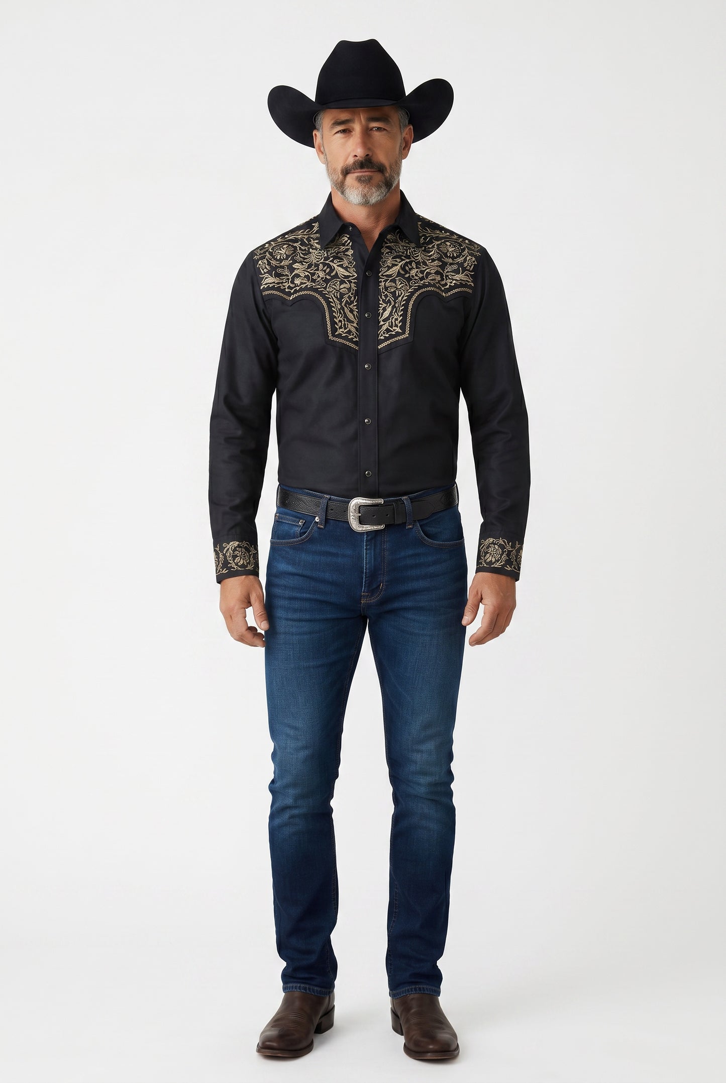 Camisa Flores Negro Oro
