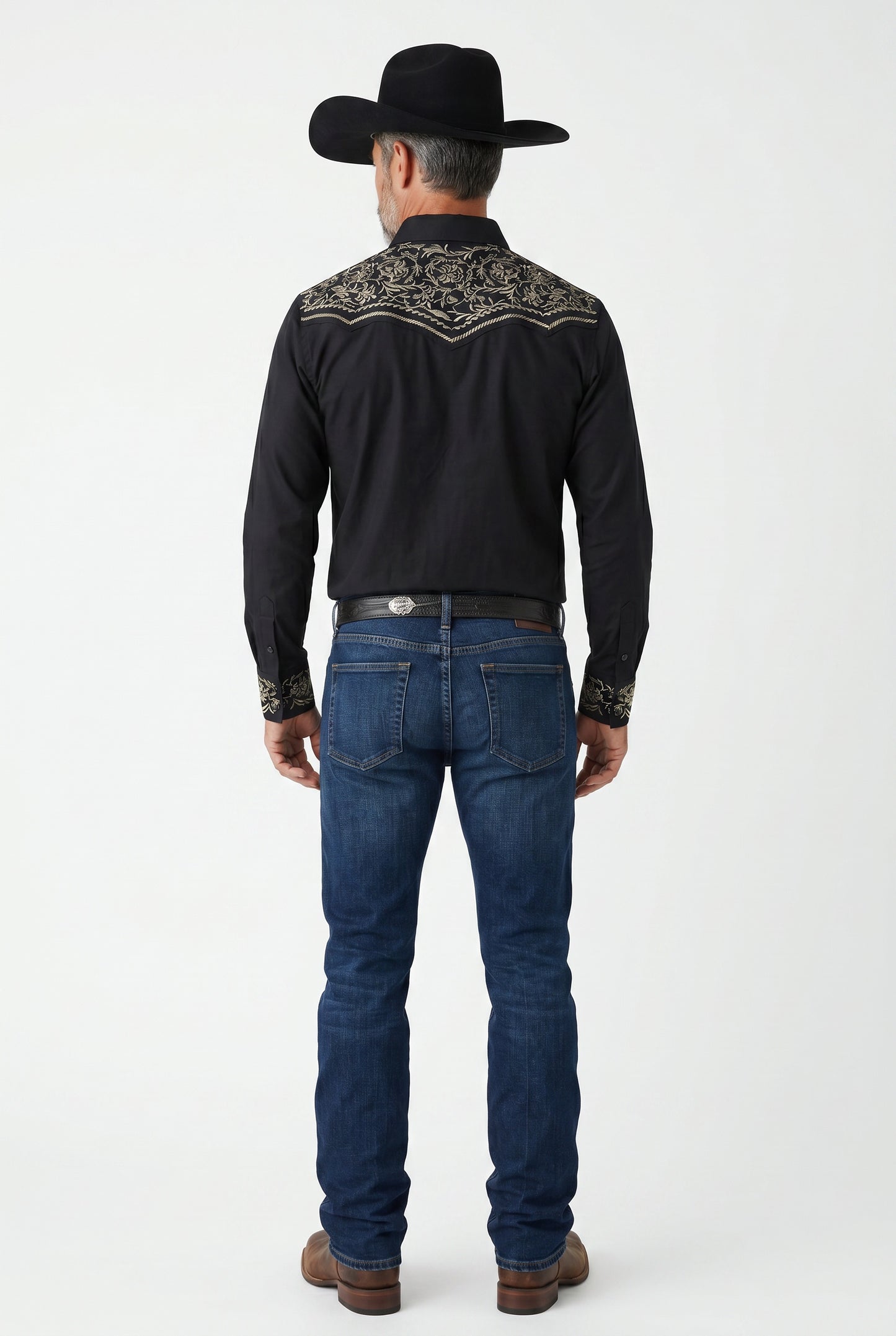 Camisa Flores Negro Oro