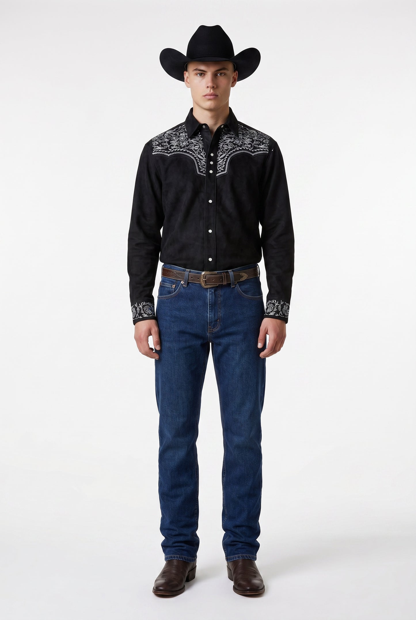 Camisa Flores Negro Plata