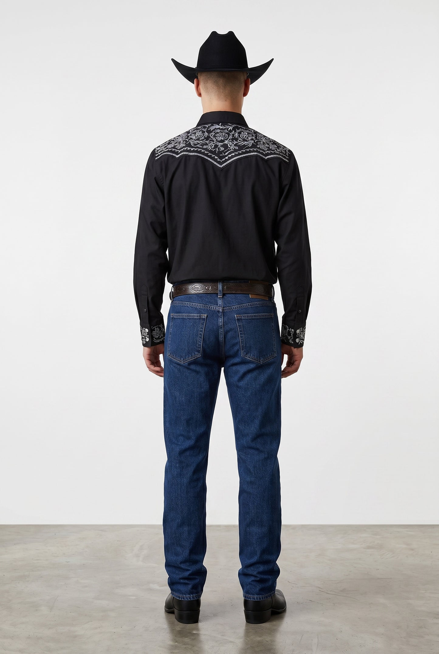 Camisa Flores Negro Plata