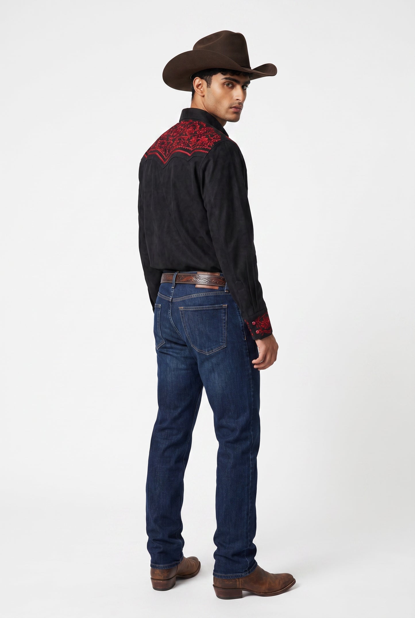 Camisa Flores Negro Rojo