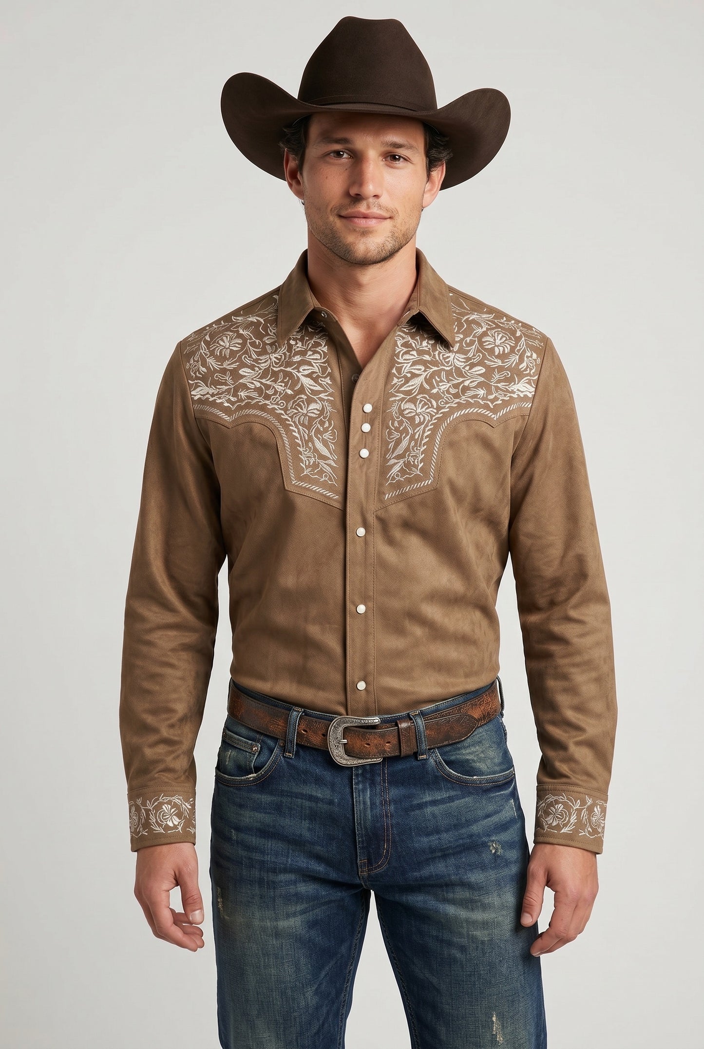Camisa Flores Topo Hueso