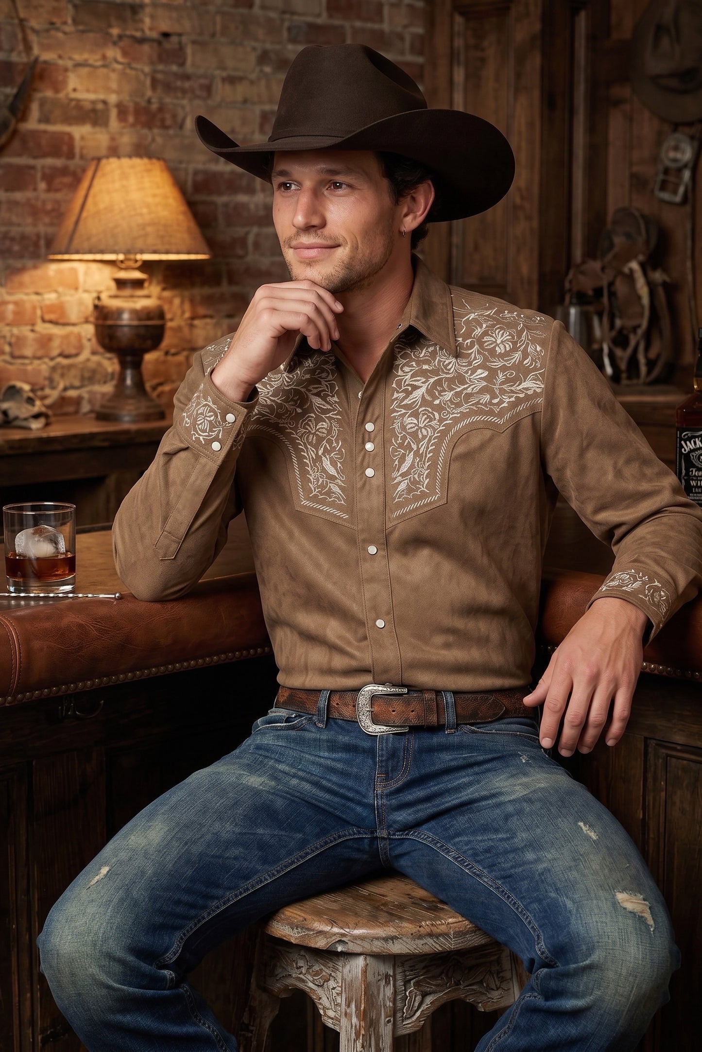 Camisa Flores Topo Hueso