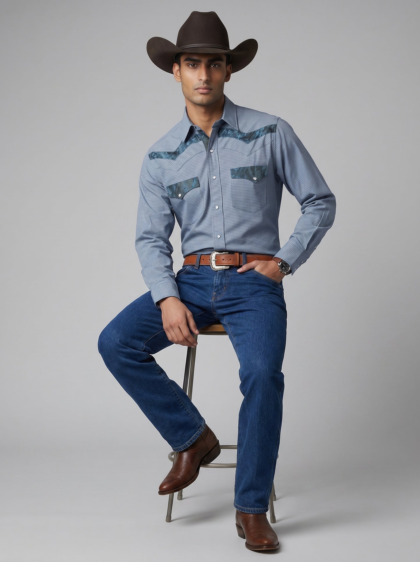 Camisa Rodeo Azul Celeste