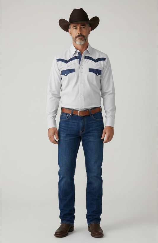 Camisa Rodeo Blanco Marino