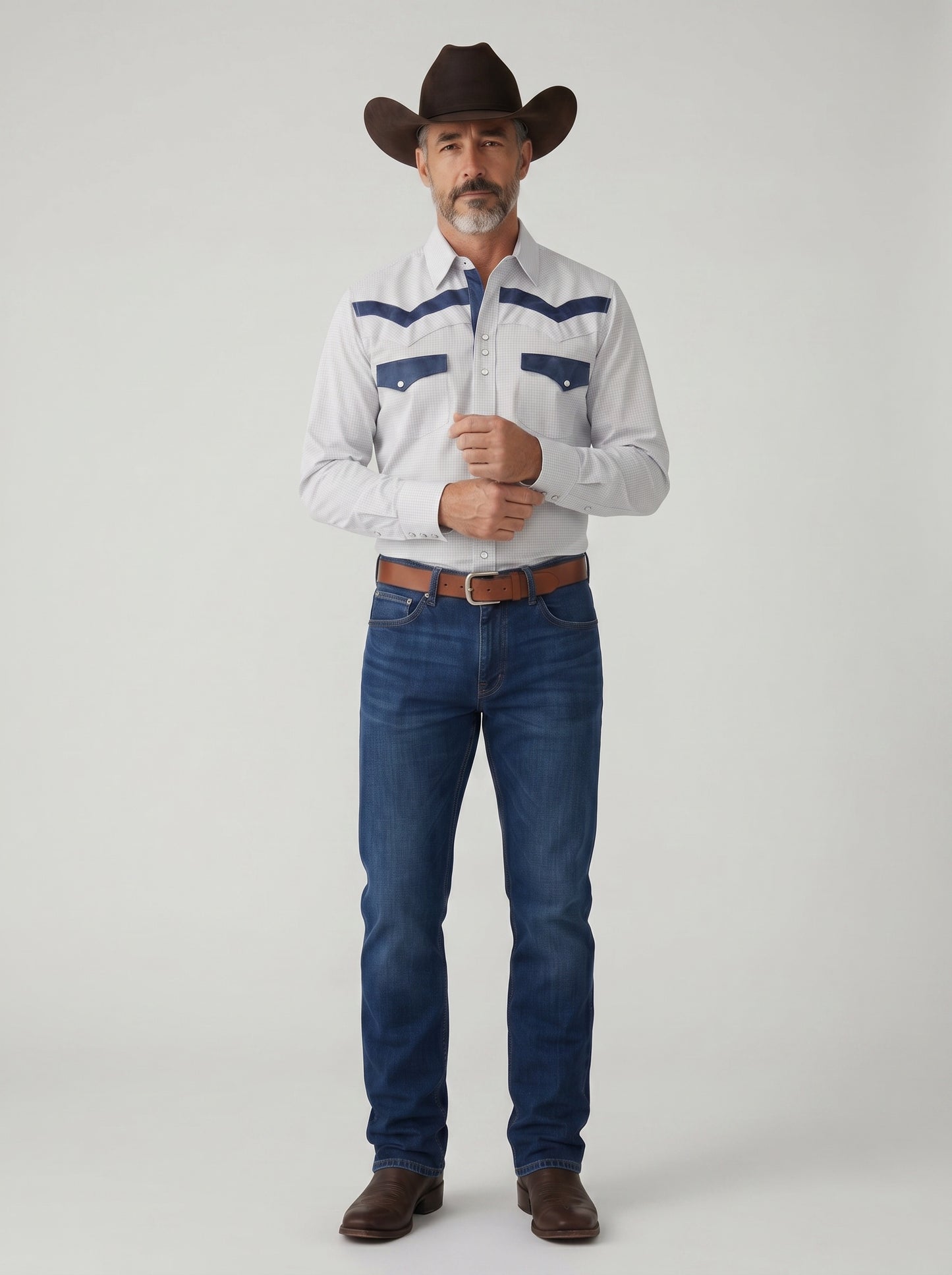 Camisa Rodeo Blanco Marino