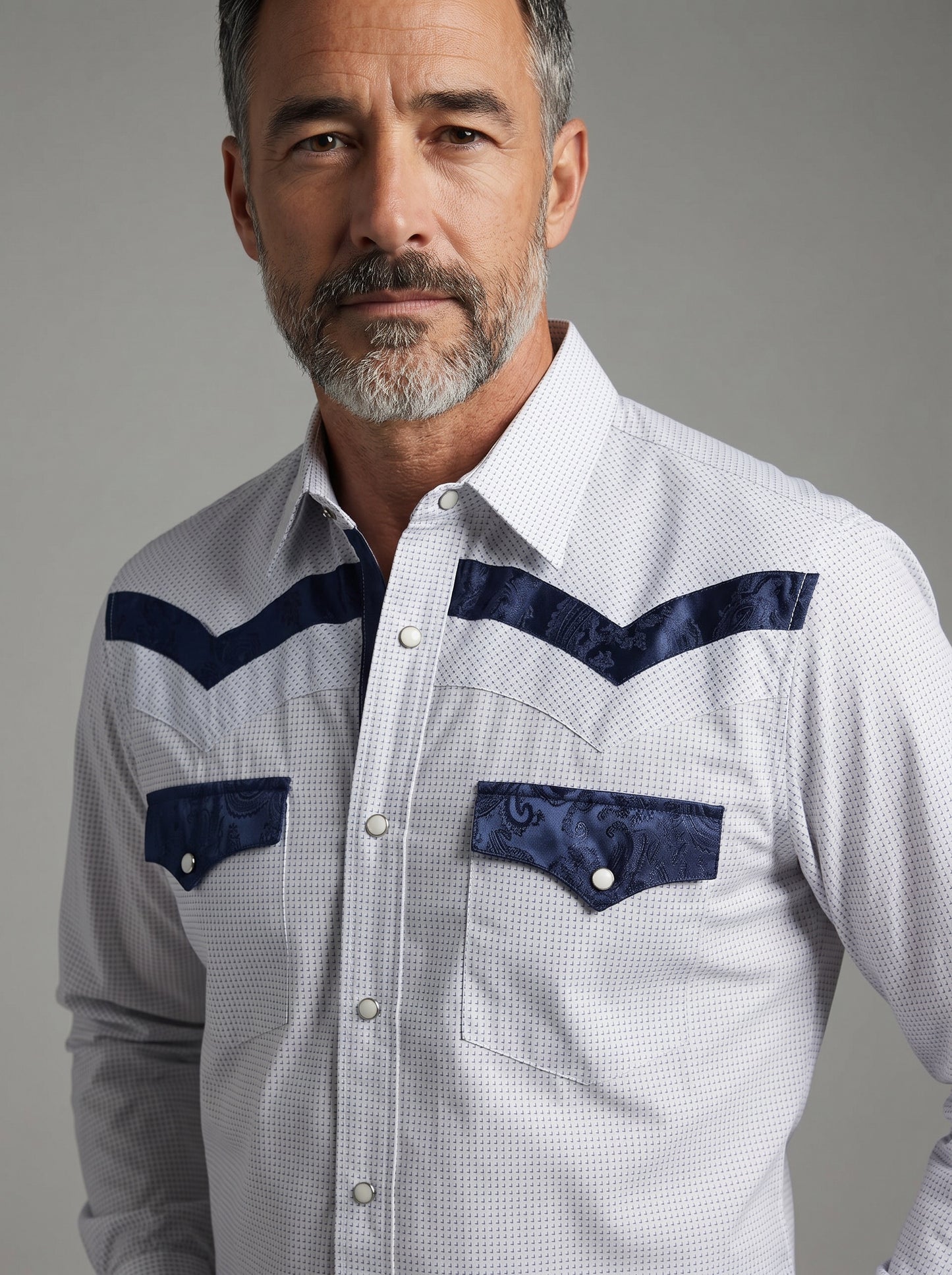 Camisa Rodeo Blanco Marino