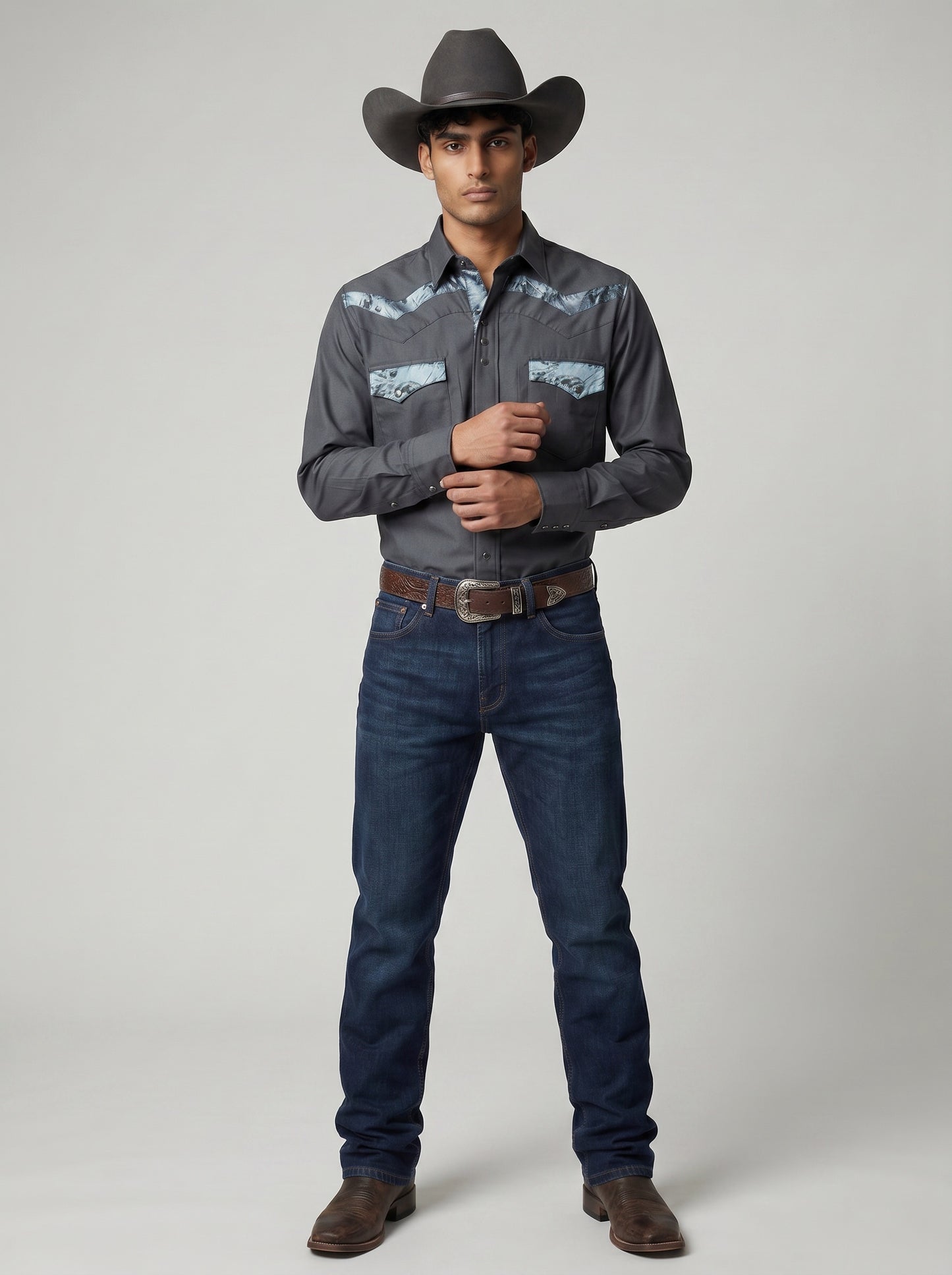 Camisa Rodeo Oxford Gris