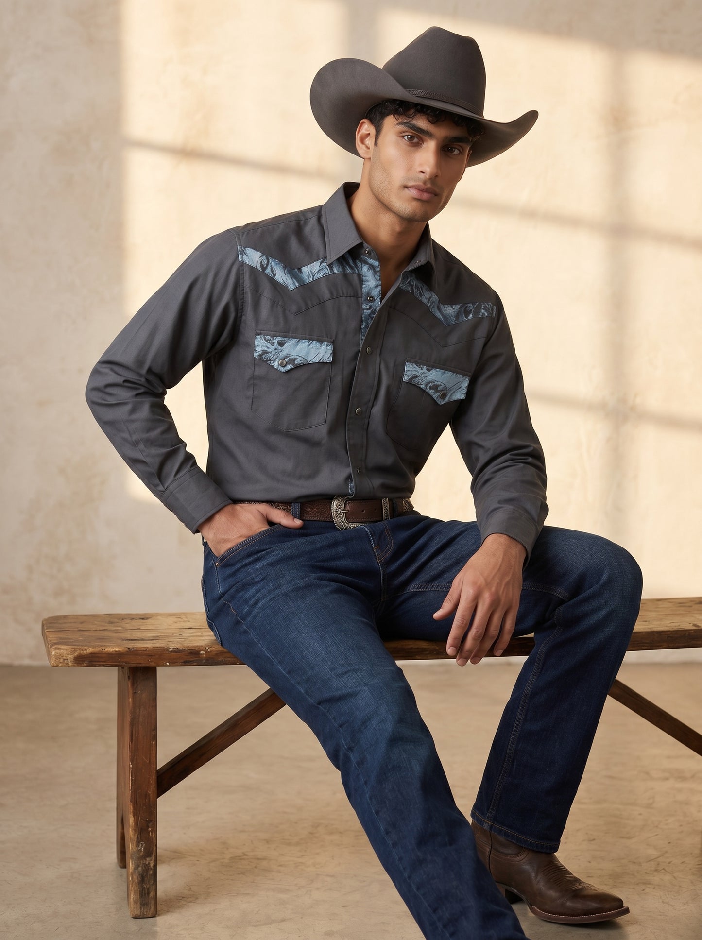 Camisa Rodeo Oxford Gris