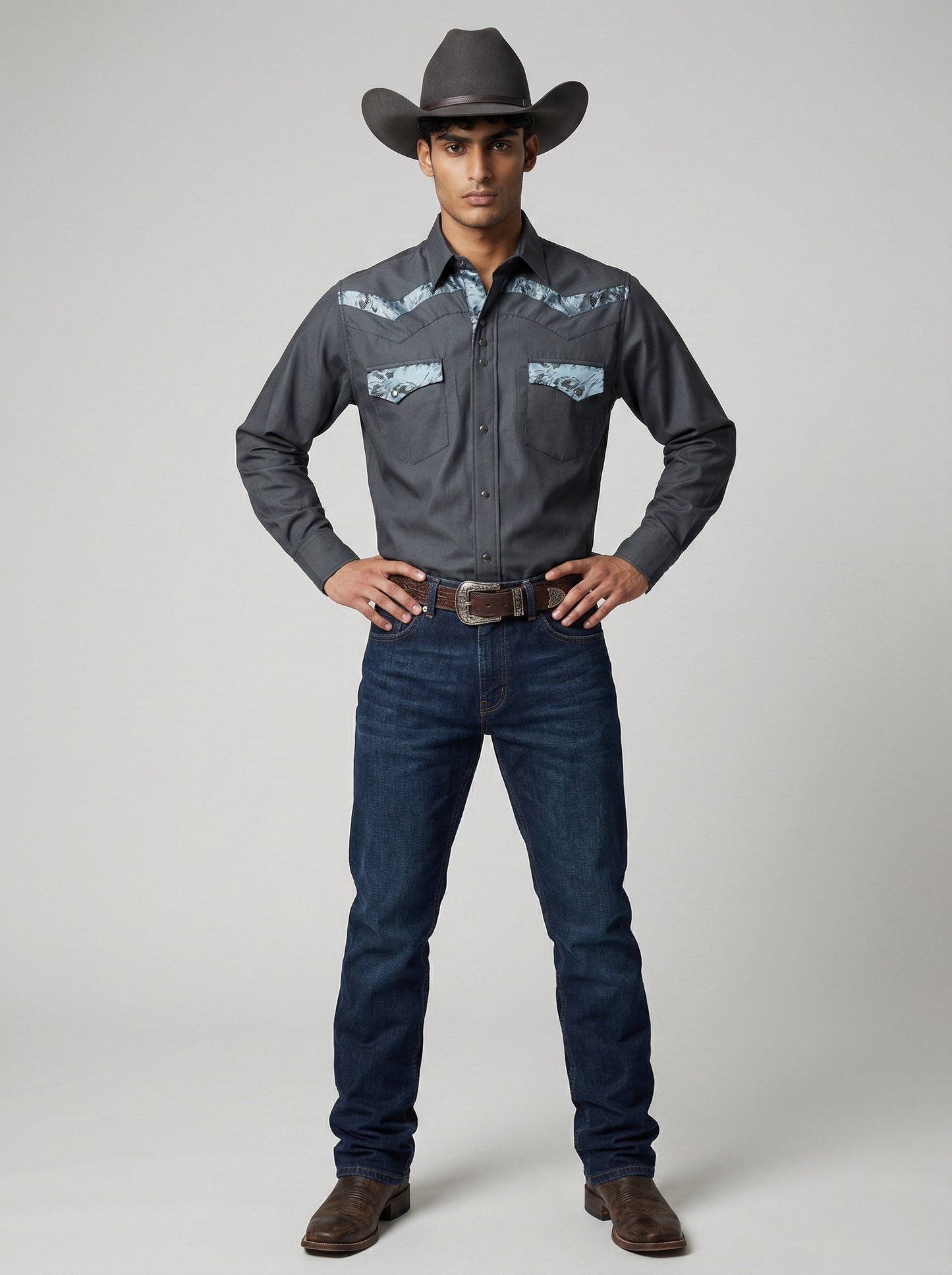 Camisa Rodeo Oxford Gris