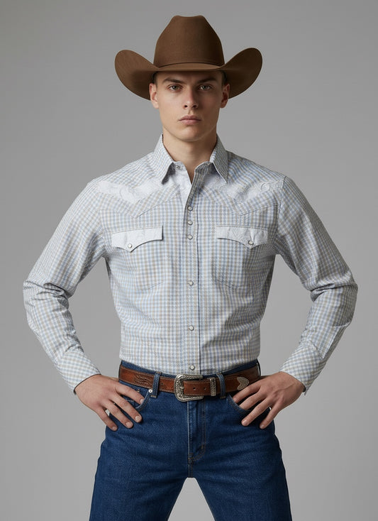 Camisa Rodeo Pastel Plata