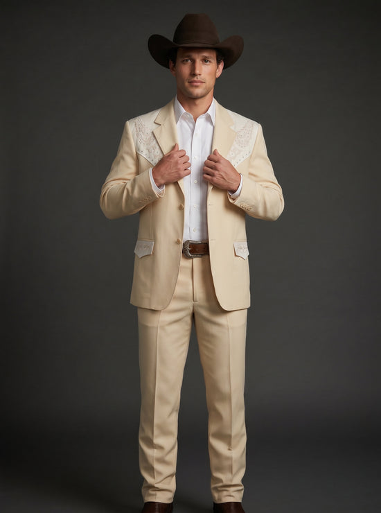 Traje Vaquero Elegante Ying Yang Hueso para Distinción y Estilo